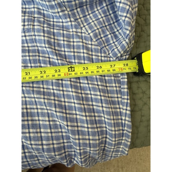 Ralph Lauren Golf Tilden Shirt XL Linen Cotton Blue White Plaid Long Sleeve - Picture 7 of 7